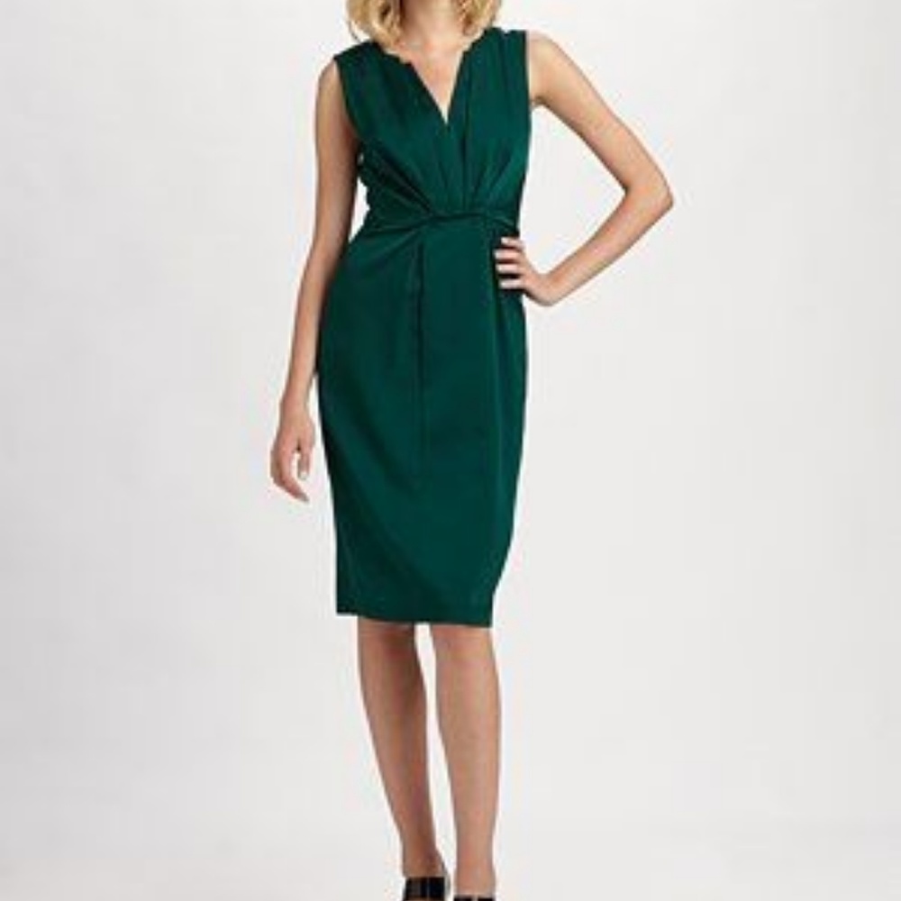 Elie Tahari Twist Front Silk Crépe De Chine Dress